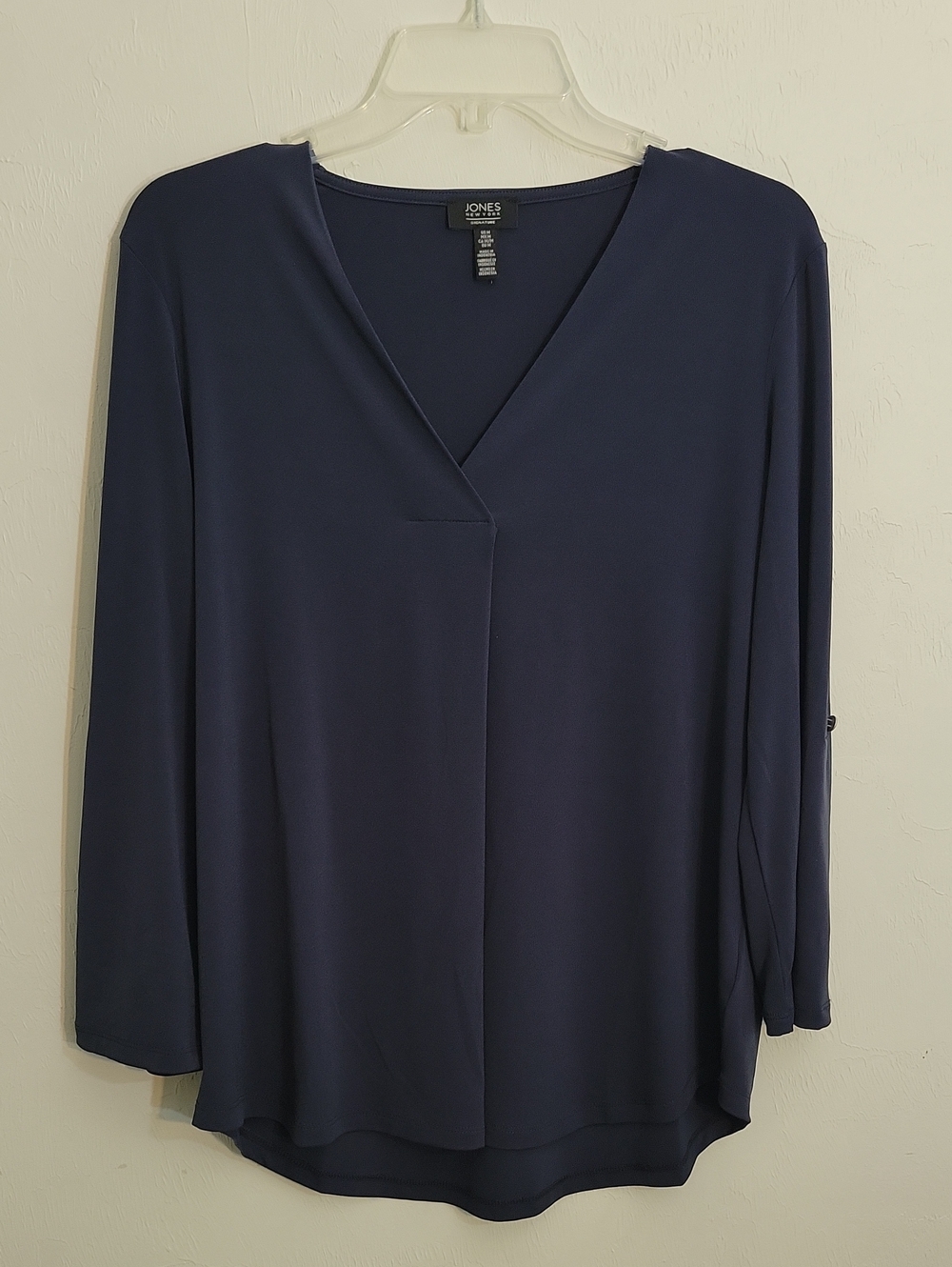 Jones New York Dark Navy V-Neck Long-Sleeve Blouse